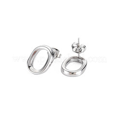 変色しない304ステンレススチール製中空楕円スタッドピアス（女性用）  ステンレス鋼色  15x12mm  ピン：0.7mm&nbsp;EJEW-N097-004P