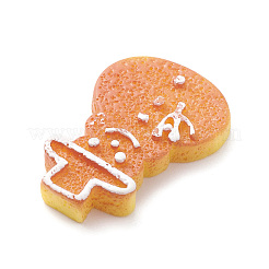 クリスマス不透明樹脂 & プラスチック模造ビスケットデコデンカボション  砂茶色  雪だるま  29x18.5x4.5mm&nbsp;RESI-K019-54F