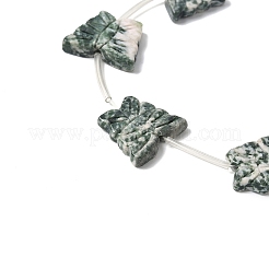 天然グリーンスポットジャスパービーズ連売り  蝶  プラスチックチューブビーズ付き  18~19x21~23x4~5mm  穴：0.6mm  約12個/連  15.75''（40センチメートル）&nbsp;G-B136-A09