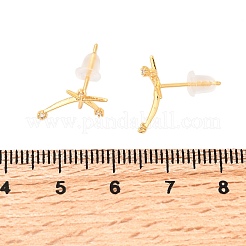 真鍮製マイクロパヴェクリアキュービックジルコニアスタースタッドピアス  ニッケルフリー  18KGP本金メッキ  15x9mm&nbsp;EJEW-C158-02G