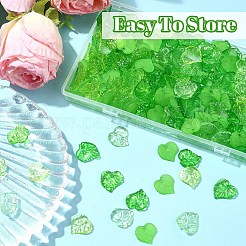 100g 5種類の透明アクリルパーツ  葉  ライムグリーン  15~16.5x15~16x2~3mm  穴：1.2~2mm  20g /スタイル&nbsp;TACR-YW0002-14