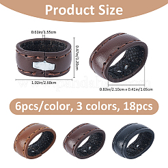 18個 3色レザーベルトループリング  ミックスカラー  26x12x15.5mm  内径：21x10.5mm  6個/カラー&nbsp;DIY-FH0010-92