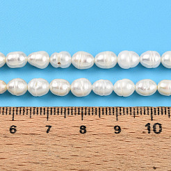天然養殖淡水パールビーズ連売り  ライス  乳白色  6~7x5~5.5mm  穴：0.5mm  約47~52個/連  13.98~14.37''（35.5~36.5センチメートル）&nbsp;PEAR-N012-05Y