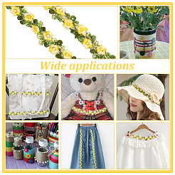 3Dフラワー刺繍ポリエステルレーストリム  花のトリミング  服飾材料  きいろ  3/4インチ（20mm）&nbsp;SRIB-WH0011-141C