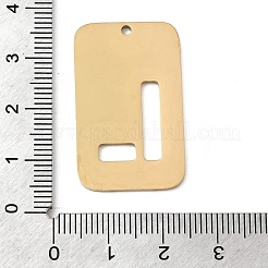 304ステンレスペンダント  文字が刻まれた手磨きの長方形  イオンプレーティング（ip）  18KGP本金メッキ  文字l  33x20x1.5mm  穴：1.8mm&nbsp;STAS-D200-01L-G