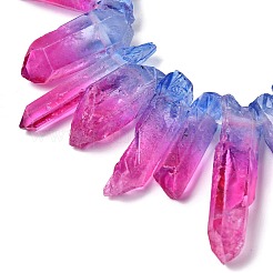 ツートンの天然水晶ビーズ連売り  染め  ファセット弾丸  トップ掘削  24~50x9.5x8mm  穴：1.7mm  約21個/連  7.28''~7.68''（18.5~19.5センチメートル）&nbsp;G-Z131-K01-07