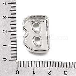 真鍮のスライドチャーム  文字L  ステンレス鋼色  文字B  25x17x5mm  穴：11x2mm&nbsp;KK-Z163-01P-B