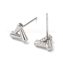 変色しない304ステンレススチールスタッドピアス  中空三角形  ステンレス鋼色  7x7.5mm&nbsp;EJEW-Q788-05P