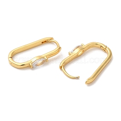 304ステンレススチールフープピアス  女性用キュービックジルコニアイヤリング  18KGP本金メッキ  透明  オーバル  22x13mm&nbsp;EJEW-M261-02G-01