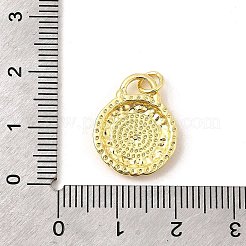 真鍮製エナメルペンダント  アイチャーム付きフラットラウンド  18KGP本金メッキ  丸カン付き  鉛フリー＆カドミウムフリー  長持ちメッキ  ラックめっき  ミックスカラー  18.5x14.5x3mm  穴：3.4mm&nbsp;KK-I378-05G