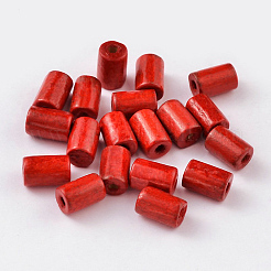 天然木のビーズ  チューブ  無鉛の  染め  レッド  8x5mm  穴：2mm  約12600個/900g&nbsp;WOOD-S620-3-LF