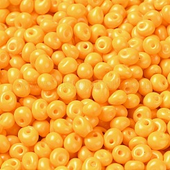 不透明ベーキングペイントガラスシードビーズ6/0個  ティアドロップ  オレンジ  4.5~5x4x3~3.5mm  穴：0.9mm  約5625個/ポンド&nbsp;SEED-M012-02A-21