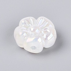 UVメッキ不透明アクリルビーズ  花  虹色の  ミックスカラー  19x19.5x9.5mm  穴：2.8mm&nbsp;OACR-N161-08