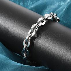304ステンレススチール製オーバルリンクチェーンブレスレット女性用男性用  ステンレス鋼色  8-5/8インチ（22cm）&nbsp;BJEW-F488-62P