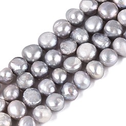 天然養殖淡水パールビーズ連売り  研磨両側  ライトグレー  6~7.5x7~8x5~6.5mm  穴：0.6mm  約52~53個/連  13.78~14.2''（35~35.5センチメートル）&nbsp;PEAR-N014-06C-01