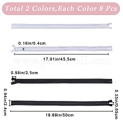 16個 2色 衣服アクセサリー  ナイロンジッパー  ファスナー部品  ミックスカラー  50x2.4cm  8個/カラー&nbsp;FIND-GF0006-16B