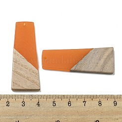 樹脂＆ウォールナットウッドペンダント  幾何学的なチャーム  台形  49x18.5x2.5~3mm  穴：2mm&nbsp;RESI-XCP0002-16A