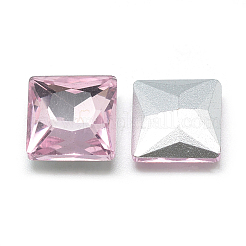 ポイントガラスラインストーンカボション  バックメッキ  多面カット  正方形  パールピンク  10x10x5mm&nbsp;RGLA-T027-10x10mm-03