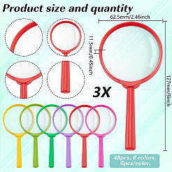 子供用プラスチック製ハンドヘルド拡大鏡 48個 8色  ミックスカラー  127x62.5x11.5mm  6個/カラー&nbsp;DIY-WA0001-02