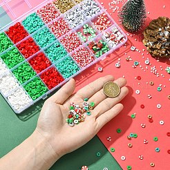 クリスマスDIY手作りポリマークレイ＆アクリル＆CCBプラスチックビーズファインディングキット  ミックスカラー  6x0.5mm  穴：1.8mm&nbsp;DIY-YW0017-62