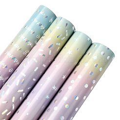 虹色のグラデーションの誕生日プレゼントの包装紙  長方形  スター  430x0.1mm  3 m /ロール&nbsp;DIY-FZC0002-03B