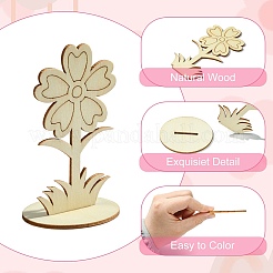 6 スタイル DIY 未完成の木の花の切り抜き  スロット付き  クラフト絵画用品用  フラワーウッドチップ30個  ベース30個  バリーウッド  59~60x40~50x97.5~100mm&nbsp;WOOD-CJ0002-30