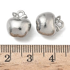 合金ラインストーンチャーム  りんごチャーム  鉛フリー＆カドミウムフリー  プラチナ  13.5x11.5x8mm  穴：1.7mm&nbsp;FIND-L026-03P