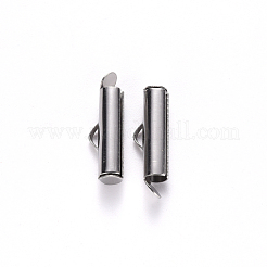 変色しない304ステンレススチール製スライドエンドクラスプチューブ  スライダエンドキャップ  ステンレス鋼色  6x16x4mm  穴：3x1.5mm  内径：3mm&nbsp;X-STAS-S115-01E-P