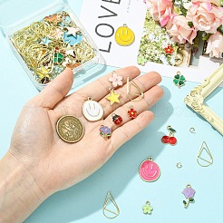 DIYジュエリー作りパーツキット  合金エナメルペンダントやティアドロップ型ペーパークリップなど  ミックスカラー  18x15.5x1.5mm  穴：1.8mm&nbsp;DIY-YW0018-44