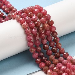 天然石ロードナイトビーズ連売り  ラウンド  多面カット  グレードAA  6mm  穴：0.9mm  約69個/連  15.55~15.75''（39.5~40センチメートル）&nbsp;G-E608-A13