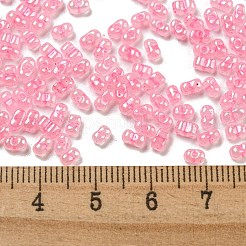 セイロンガラスシードビーズ  ピーナッツ  パールピンク  4~4.5x2~2.5x2~2.5mm  穴：0.8~0.9mm  約10000個/ポンド&nbsp;SEED-K009-02B-40