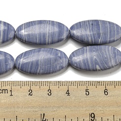 合成ブルーレースアゲートビーズ連売り  フラットオーバル  29~30x15x5.5~6mm  穴：1mm  約14個/連  16.14''（41センチメートル）&nbsp;G-B071-H02-02