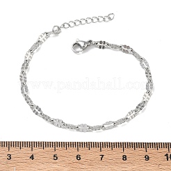 304ステンレススチール製ダップチェーンブレスレット（女性用）  ステンレス鋼色  6.54インチ（16.6cm）  リンク：7.5x4x0.8mm&nbsp;BJEW-D466-08A-P