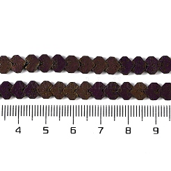 電気メッキされた天然溶岩岩ビーズ連売り  ハート  パープルメッキ  6x6.5x3mm  穴：1mm  約82個/連  16.14''（41センチメートル）&nbsp;G-Q1009-G01-02A