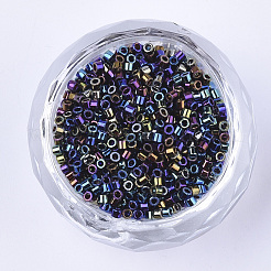 電気めっきシリンダーシードビーズ  均一サイズ  メタリックカラー  カラフル  1.5~2x1~2mm  穴：0.8mm  約4000個/袋  約50 G /袋&nbsp;SEED-Q036-02A-B02