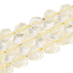 天然レモンクォーツ（加熱）ビーズ連売り  六角  シードビーズで  8~10x8~10x4~5mm  穴：0.9~1mm  約18~19個/連  7.68~8.07''（19.5~20.5センチメートル）&nbsp;G-P534-A20-01