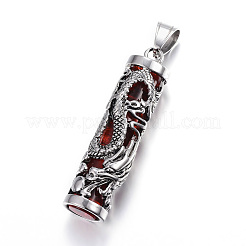 316サージカルステンレスペンダント  ガラスと  コラム  ミックスカラー  55x13mm  穴：7x10mm&nbsp;STAS-F085-02