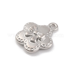 合金ペンダント  ちょう結びと花  プラチナ  16.5x14x4mm  穴：1.6mm&nbsp;FIND-U007-14P