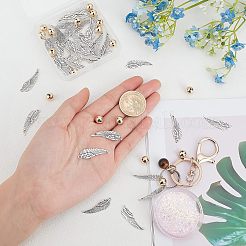 DIYジュエリー作成キット  40個のチベットスタイルの合金ペンダントとリンク付き  真鍮ビーズ20個  ミックスカラー  60個/箱&nbsp;DIY-FH0003-18