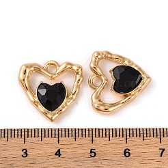合金クリスタルラインストーンペンダント  ハートチャーム  ブラック  18.5x19x5mm  穴：2mm&nbsp;ALRI-M021-04B