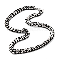 12mm 304ステンレススチール製キューバンリンクチェーンネックレス  ブラック  24.06インチ（61.1cm）&nbsp;NJEW-C099-04B-02