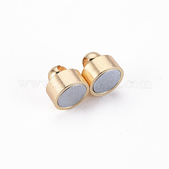 ループ付き真鍮製マグネットクラスプ  コラム  ニッケルフリー  18KGP本金メッキ  12x6x6mm  穴：1.8mm&nbsp;KK-Q765-007-NF