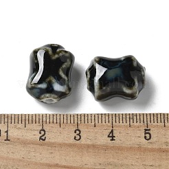 手作りの陶器ビーズ  ナゲット  ブラック  17~18x12.5~13.5x8.5~9.5mm  穴：2mm&nbsp;PORC-L080-E02