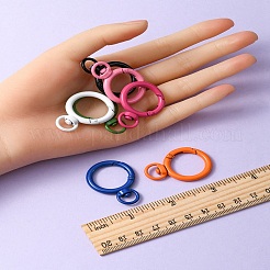 スプレー塗装合金スイベルスナップフッククラスプ10個。  リング  ミックスカラー  39.5x28x6mm  穴：9mm  内径：19.5mm&nbsp;FIND-YW0001-60