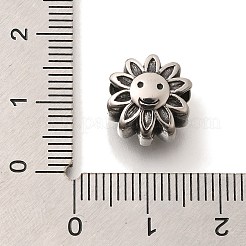 304ステンレススチールヨーロピアンビーズ  大穴ビーズ  花  アンティークシルバー  12x8.5mm  穴：4mm&nbsp;STAS-G350-03AS