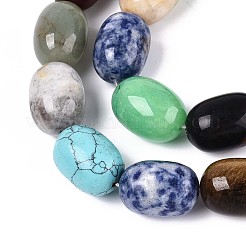 天然＆合成混合石ビーズ連売り  オーバル  染めと未染色の混合  20~21x14~15mm  穴：1.2~1.5mm  約20個/連  16.14''（41センチメートル）&nbsp;G-T142-70