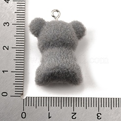 フロッキー不透明樹脂ペンダント  コアラチャーム  プラチナ鉄ループ付き  グレー  29.5x22.5x15.5mm  穴：2mm&nbsp;FIND-U030-09P-01