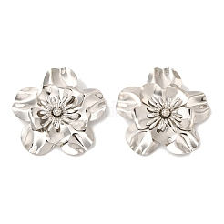花の鉄スタッドピアス  合金ピンと  プラチナ  53x56mm&nbsp;EJEW-L096-003P
