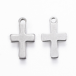 変色しにくい201ステンレススチールの小さなクロスチャーム  ステンレス鋼色  12x7x0.8mm  穴：1mm&nbsp;STAS-L197-32P