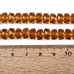 透明ガラスビーズ連売り  ロンデル  多面カット  チョコレート  7.5~8x5mm  穴：1~1.2mm  約77~81個/連  14.96~17.32インチ（38~44cm）&nbsp;GLAA-Q114-01A-A14